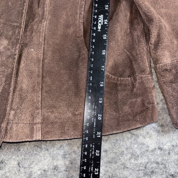 Y2K Live A Little Leather Jacket Women's Small Brown Button Up Wide Sleeves - Picture 6 of 10